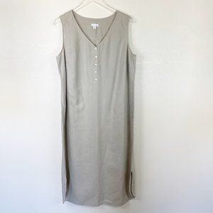 J. Jill Linen 1X Dress Midi Button Beige Dress
